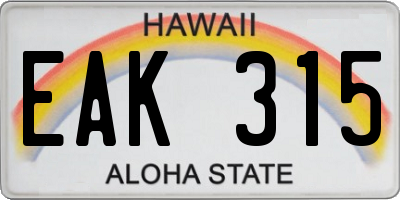 HI license plate EAK315