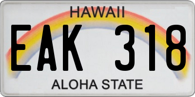 HI license plate EAK318