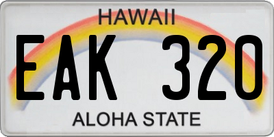 HI license plate EAK320