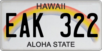 HI license plate EAK322