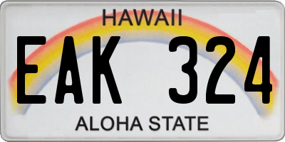 HI license plate EAK324