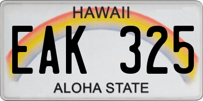 HI license plate EAK325