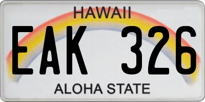 HI license plate EAK326