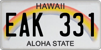 HI license plate EAK331