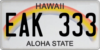 HI license plate EAK333