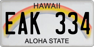 HI license plate EAK334