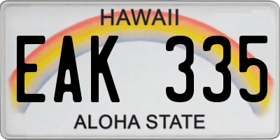 HI license plate EAK335