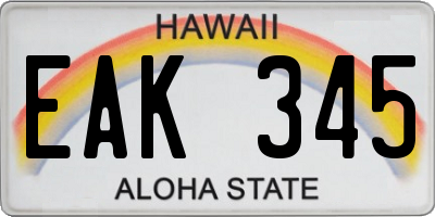 HI license plate EAK345