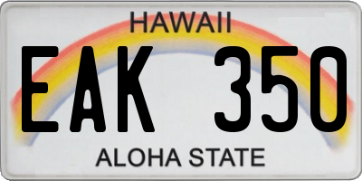 HI license plate EAK350