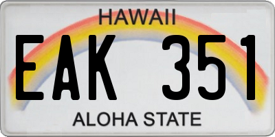 HI license plate EAK351