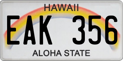 HI license plate EAK356