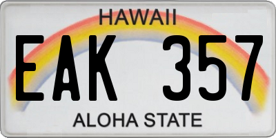 HI license plate EAK357