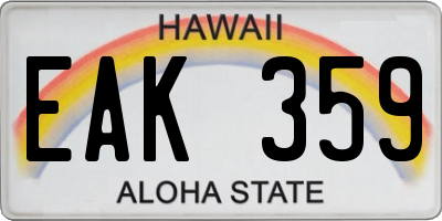 HI license plate EAK359