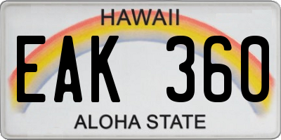 HI license plate EAK360