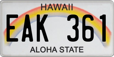 HI license plate EAK361