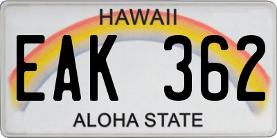 HI license plate EAK362