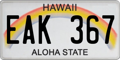 HI license plate EAK367