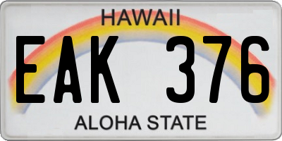 HI license plate EAK376