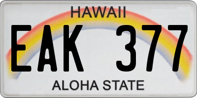 HI license plate EAK377