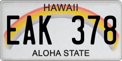 HI license plate EAK378