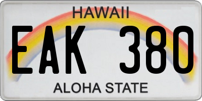 HI license plate EAK380