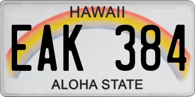 HI license plate EAK384