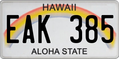 HI license plate EAK385