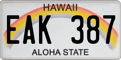 HI license plate EAK387