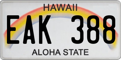 HI license plate EAK388