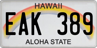 HI license plate EAK389