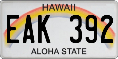 HI license plate EAK392