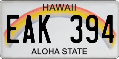 HI license plate EAK394