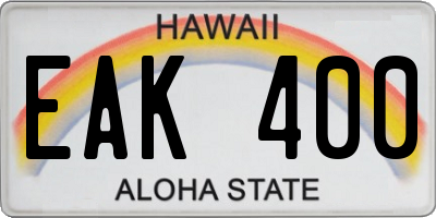 HI license plate EAK400