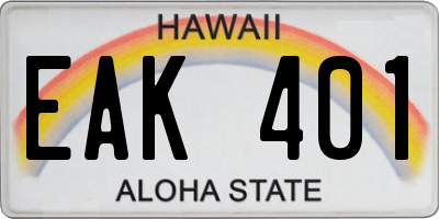 HI license plate EAK401