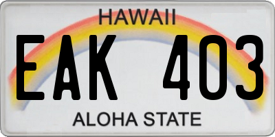 HI license plate EAK403