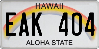 HI license plate EAK404