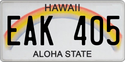 HI license plate EAK405