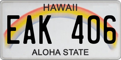 HI license plate EAK406