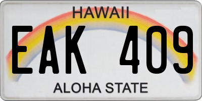 HI license plate EAK409