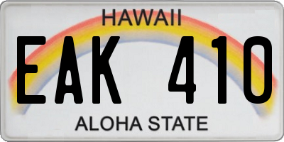 HI license plate EAK410