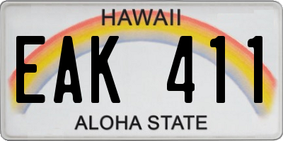 HI license plate EAK411