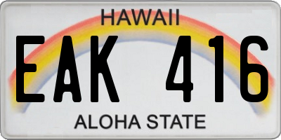 HI license plate EAK416