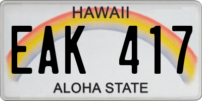 HI license plate EAK417