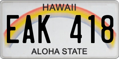 HI license plate EAK418