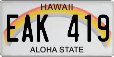 HI license plate EAK419