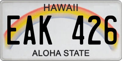 HI license plate EAK426