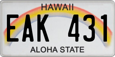 HI license plate EAK431