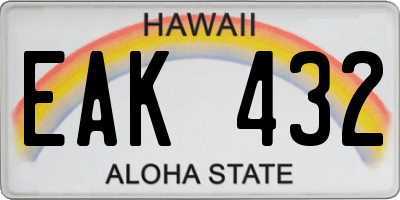 HI license plate EAK432