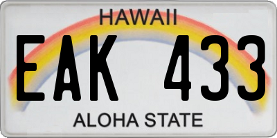 HI license plate EAK433