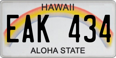 HI license plate EAK434